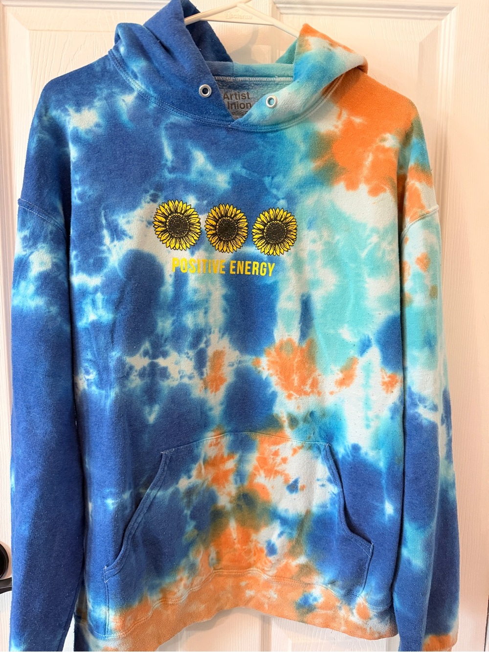 Artist Union Clothing Co. Tie-Dye Hoodie in Blue, Orange, Yellow